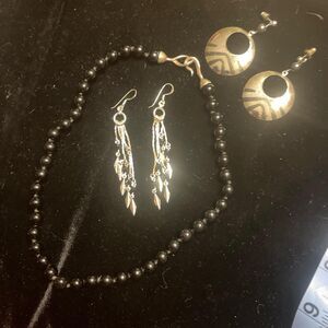 Vintage silver/black jewelry lot